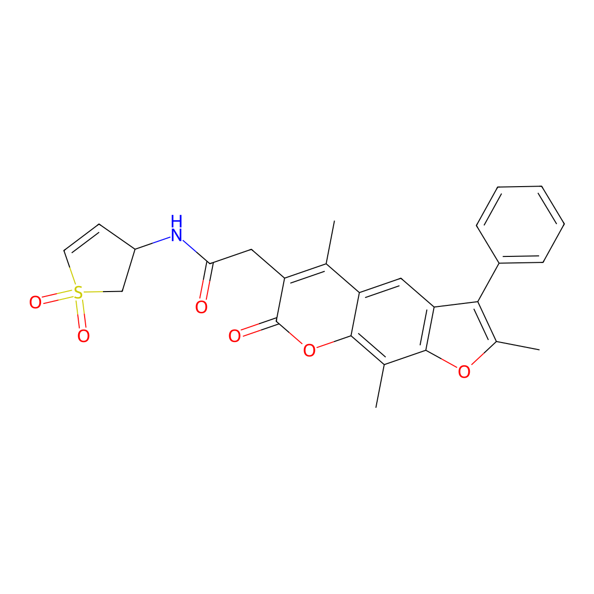 N-(1,1-dioxido-2,3-dihydrothiophen-3-yl)-2-(2,5,9-trimethyl-7-oxo-3-phenyl-7H-furo[3,2-g]chromen-6-yl)acetamide molecular structure, CAS 1010870-61-7