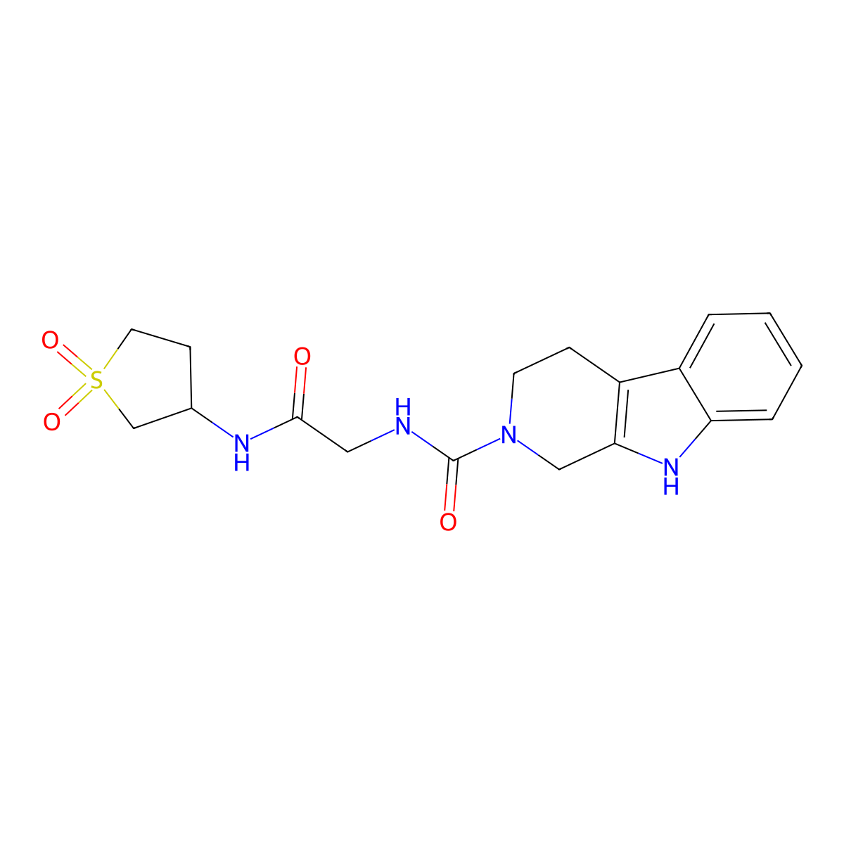 N-{2-[(1,1-dioxidotetrahydrothiophen-3-yl)amino]-2-oxoethyl}-1,3,4,9-tetrahydro-2H-beta-carboline-2-carboxamide molecular structure, CAS 1010870-71-9