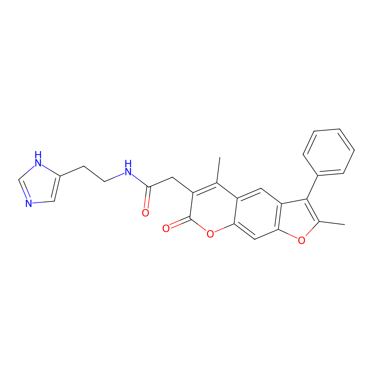2-(2,5-dimethyl-7-oxo-3-phenyl-7H-furo[3,2-g]chromen-6-yl)-N-[2-(1H-imidazol-4-yl)ethyl]acetamide molecular structure, CAS 1010870-73-1