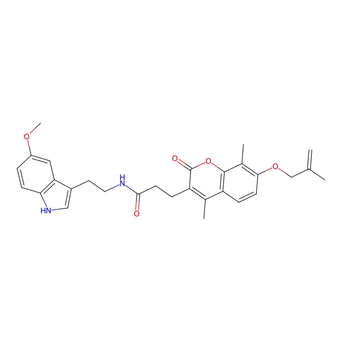 3-{4,8-dimethyl-7-[(2-methyl-2-propen-1-yl)oxy]-2-oxo-2H-chromen-3-yl}-N-[2-(5-methoxy-1H-indol-3-yl)ethyl]propanamide molecular structure, CAS 1010870-76-4