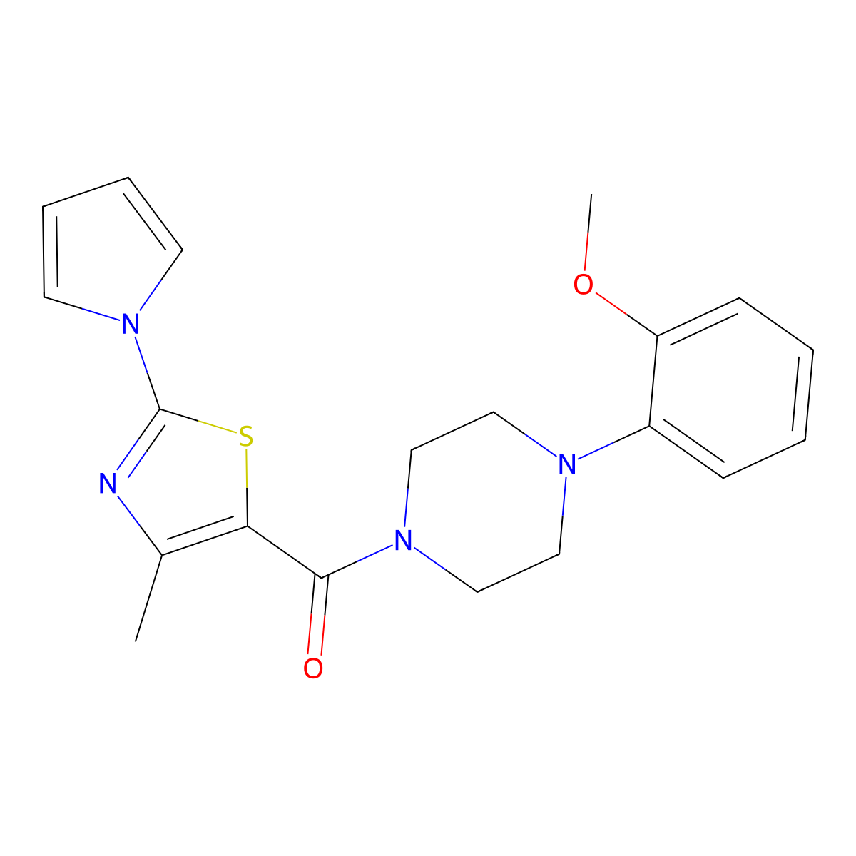 [4-(2-methoxyphenyl)piperazino][4-methyl-2-(1H-pyrrol-1-yl)-1,3-thiazol-5-yl]methanone molecular structure, CAS 1010870-80-0
