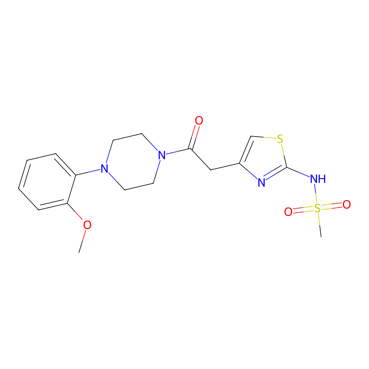 N-(4-{2-[4-(2-methoxyphenyl)piperazin-1-yl]-2-oxoethyl}-1,3-thiazol-2-yl)methanesulfonamide molecular structure, CAS 1010870-82-2