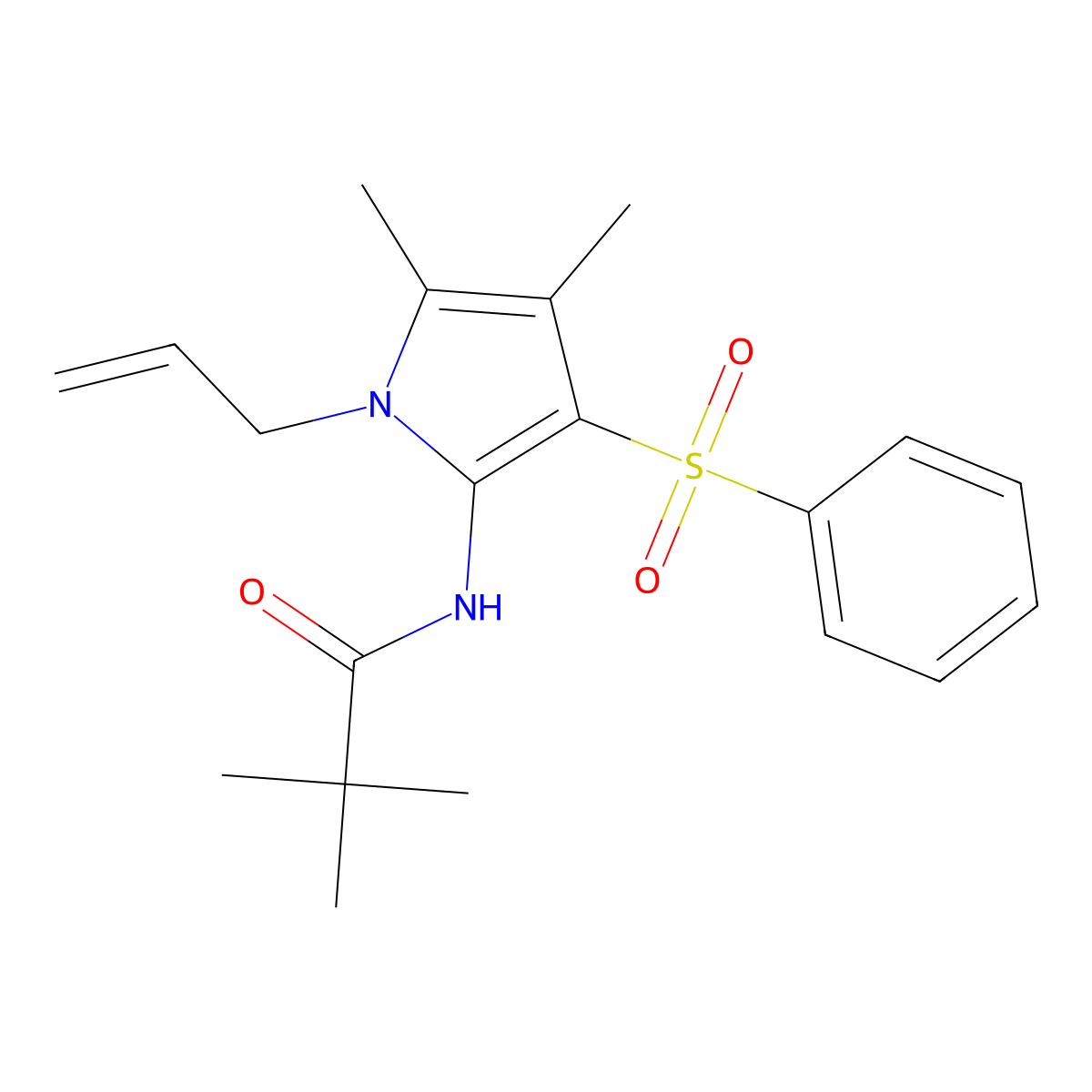 N-[4,5-dimethyl-3-(phenylsulfonyl)-1-(prop-2-en-1-yl)-1H-pyrrol-2-yl]-2,2-dimethylpropanamide molecular structure, CAS 1010870-85-5