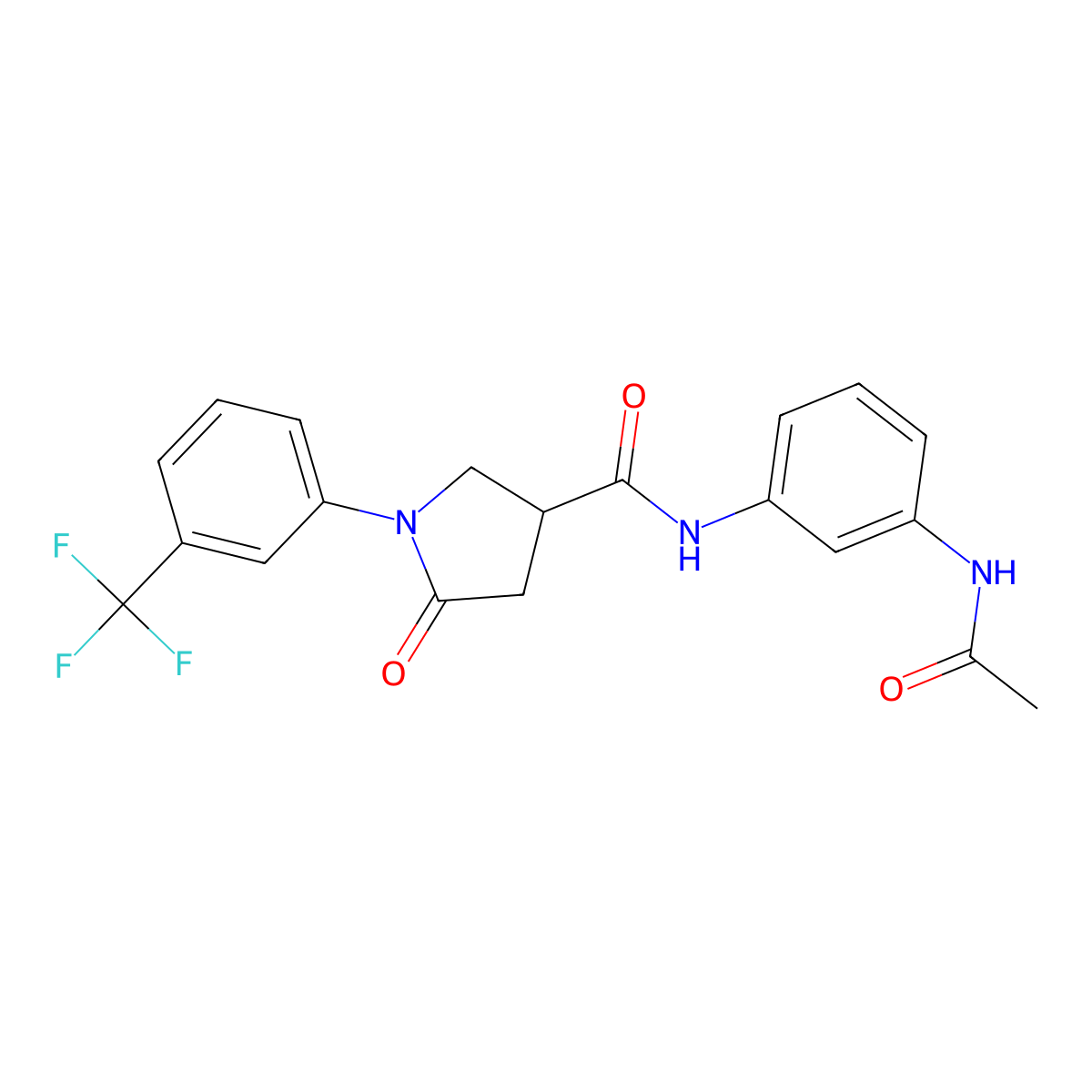 N-[3-(acetylamino)phenyl]-5-oxo-1-[3-(trifluoromethyl)phenyl]pyrrolidine-3-carboxamide molecular structure, CAS 1010870-89-9