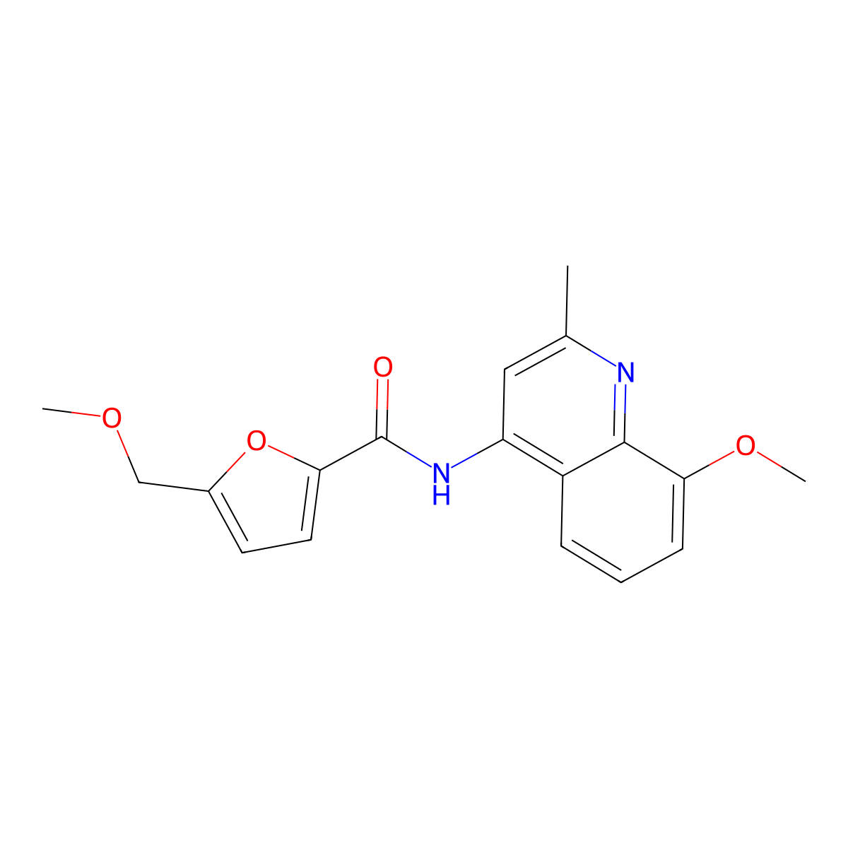 N-(8-methoxy-2-methylquinolin-4-yl)-5-(methoxymethyl)furan-2-carboxamide molecular structure, CAS 1010870-93-5