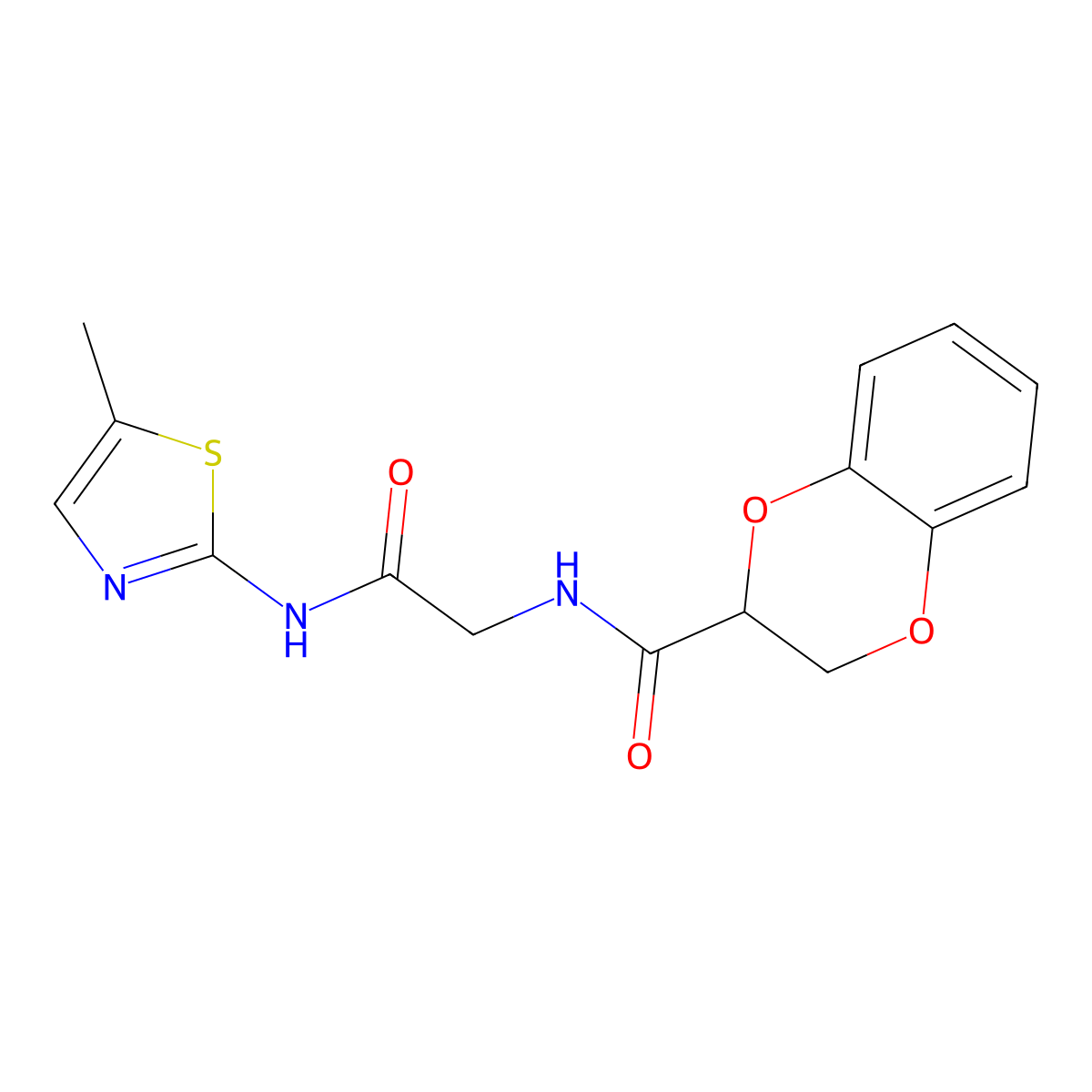 N-{2-[(5-methyl-1,3-thiazol-2-yl)amino]-2-oxoethyl}-2,3-dihydro-1,4-benzodioxine-2-carboxamide molecular structure, CAS 1010871-18-7