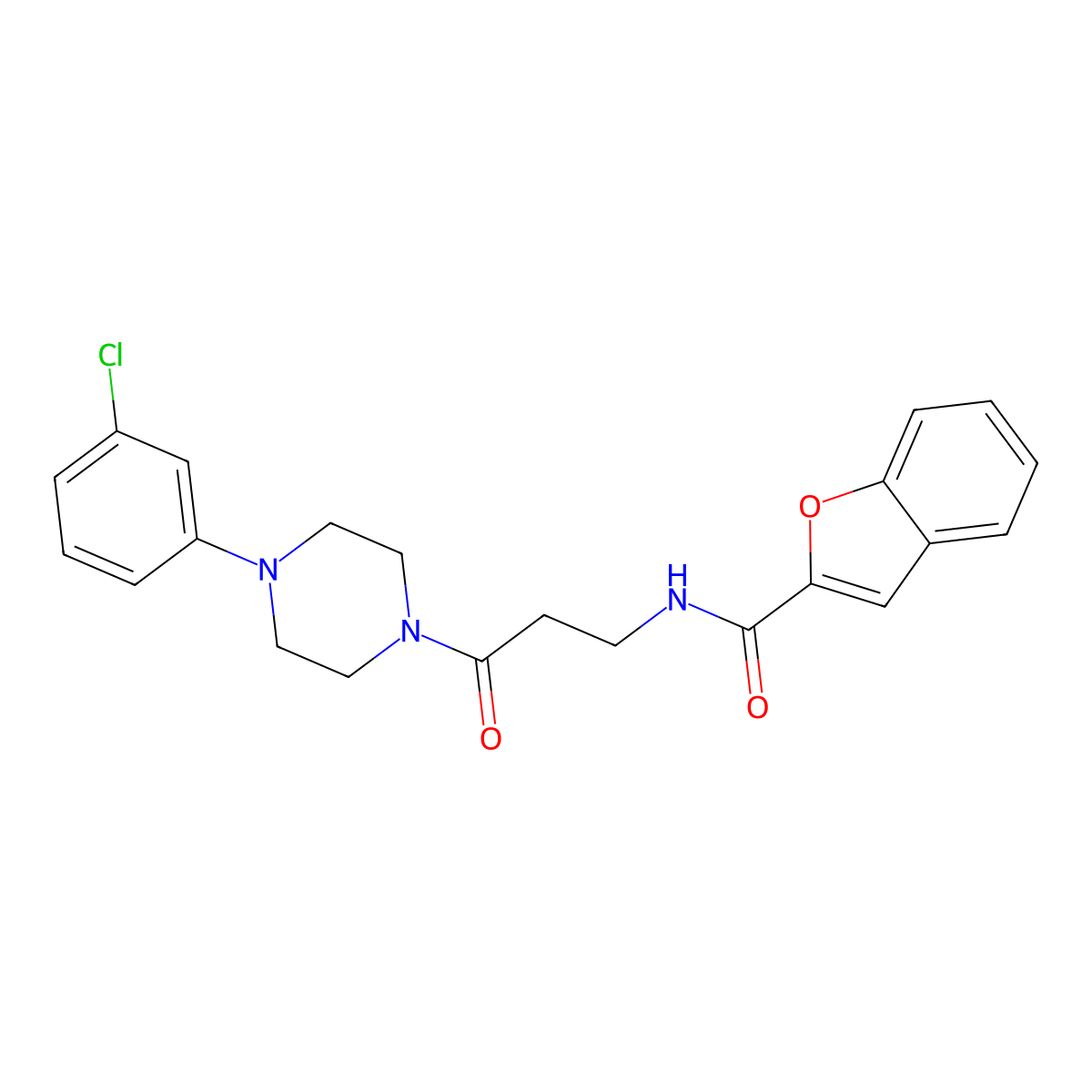 N~2~-{3-[4-(3-chlorophenyl)piperazino]-3-oxopropyl}-1-benzofuran-2-carboxamide molecular structure, CAS 1010871-21-2