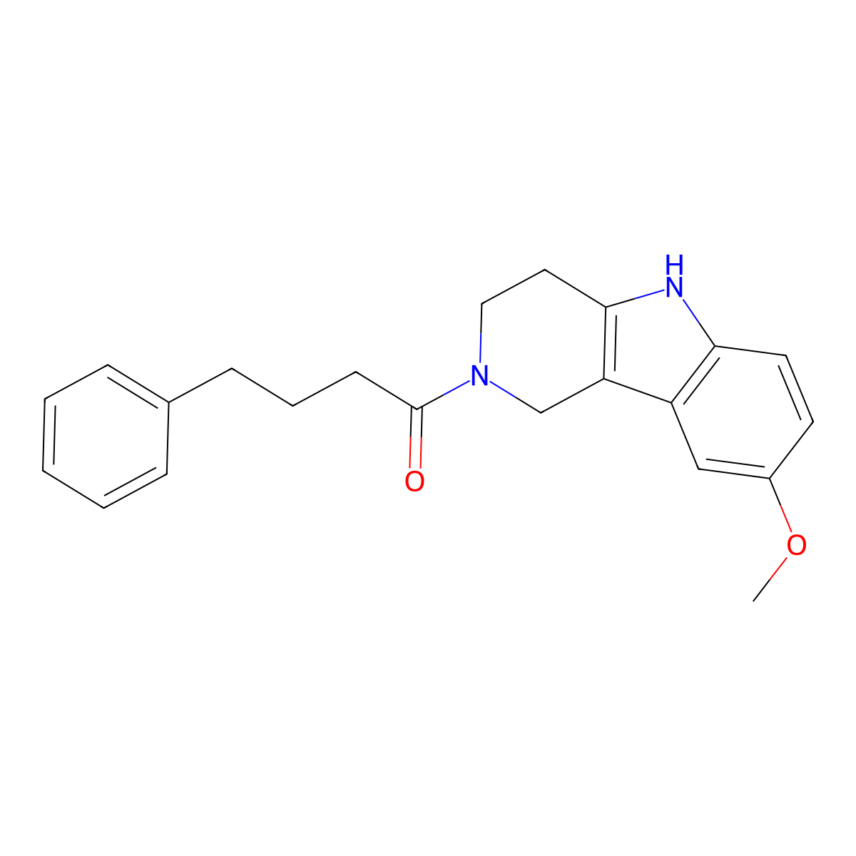 1-(8-methoxy-1,3,4,5-tetrahydro-2H-pyrido[4,3-b]indol-2-yl)-4-phenylbutan-1-one molecular structure, CAS 1010871-49-4