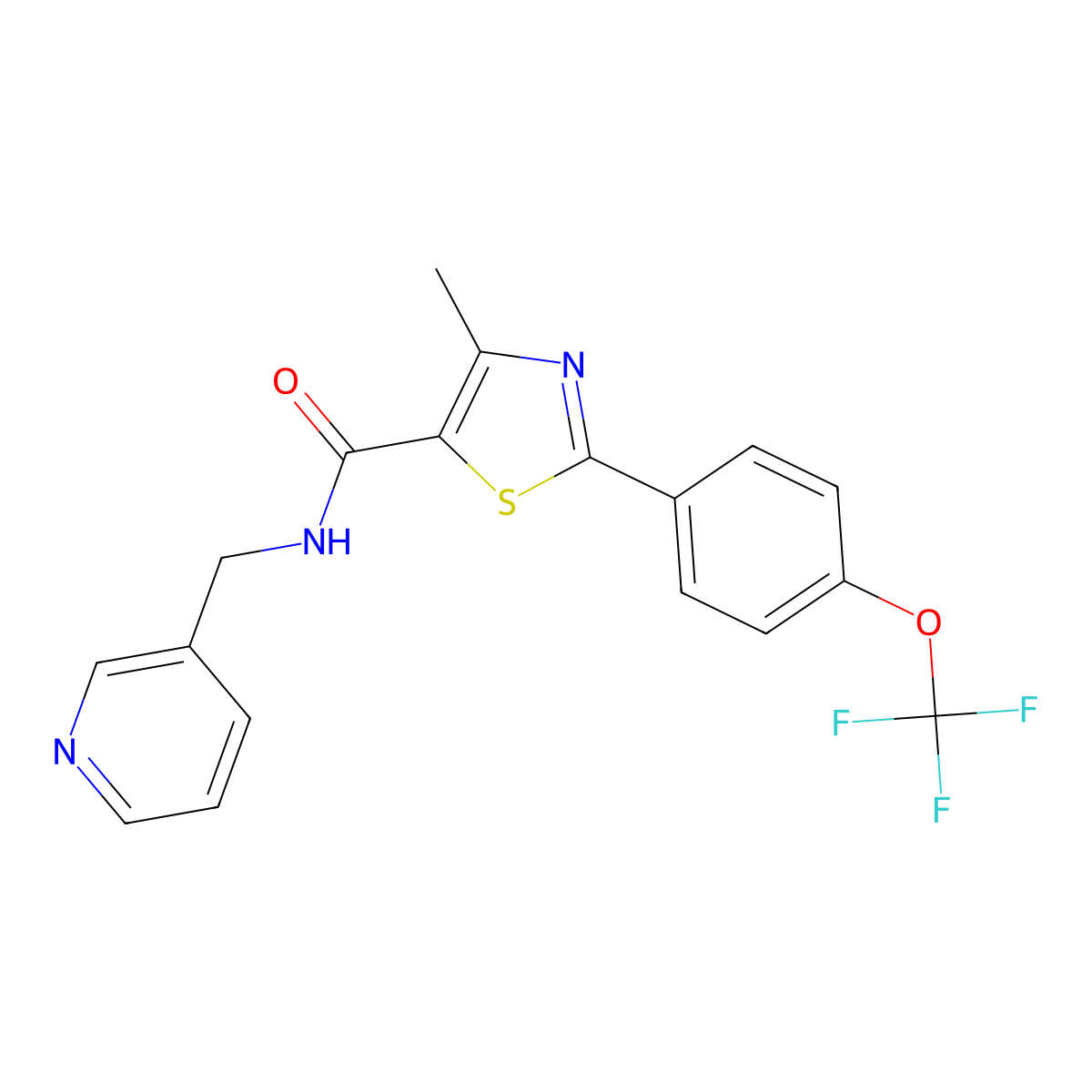 4-methyl-N-(pyridin-3-ylmethyl)-2-[4-(trifluoromethoxy)phenyl]-1,3-thiazole-5-carboxamide molecular structure, CAS 1010871-51-8