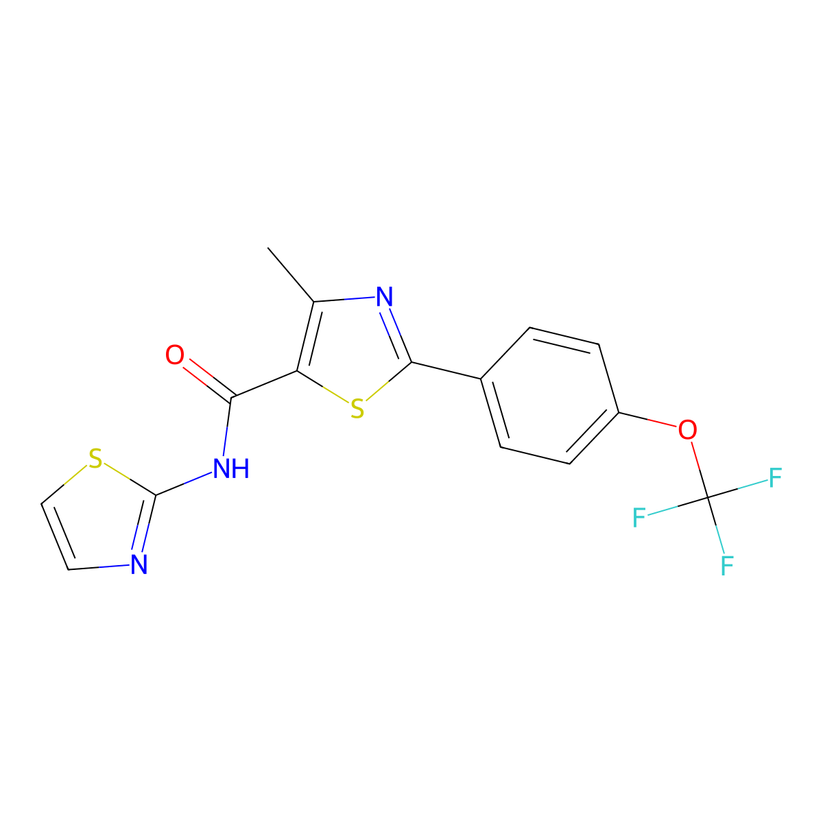 4-methyl-N-(1,3-thiazol-2-yl)-2-[4-(trifluoromethoxy)phenyl]-1,3-thiazole-5-carboxamide molecular structure, CAS 1010871-53-0