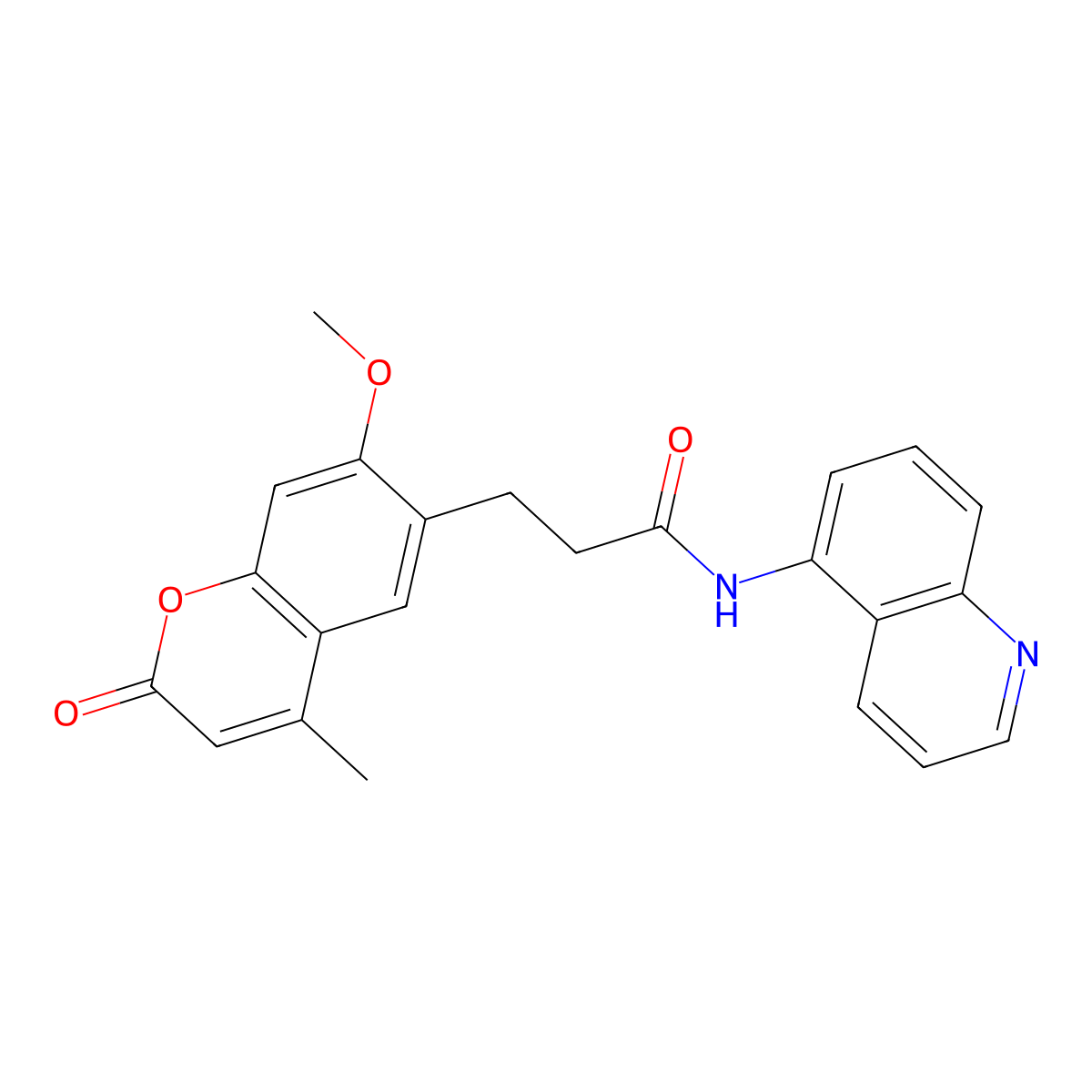 3-(7-methoxy-4-methyl-2-oxo-2H-chromen-6-yl)-N-(quinolin-5-yl)propanamide molecular structure, CAS 1010871-54-1
