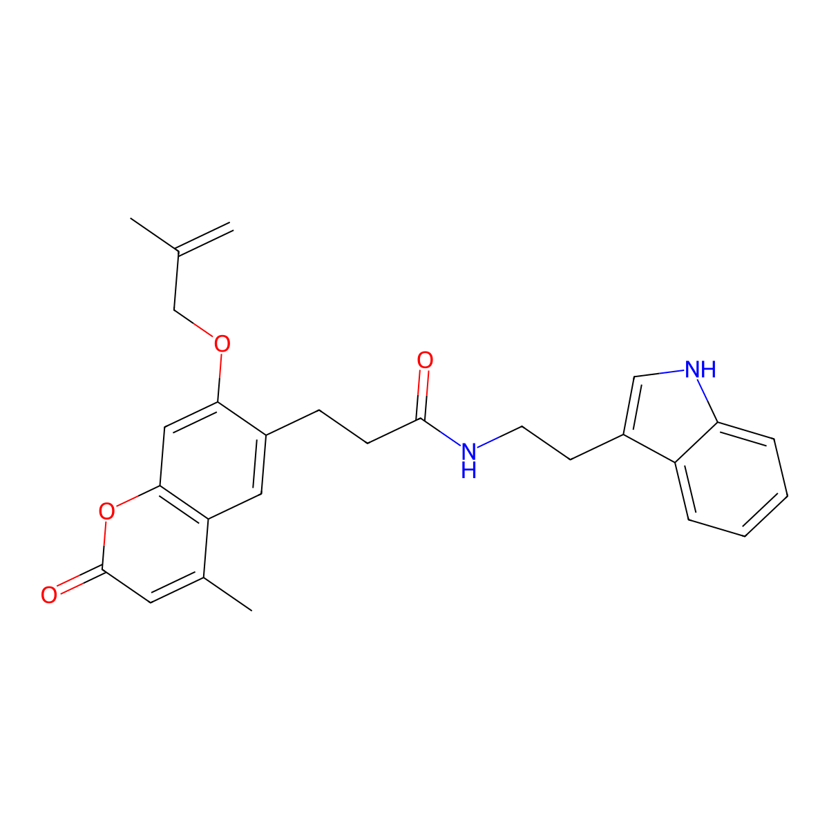 N-[2-(1H-indol-3-yl)ethyl]-3-{4-methyl-7-[(2-methylprop-2-en-1-yl)oxy]-2-oxo-2H-chromen-6-yl}propanamide molecular structure, CAS 1010871-55-2