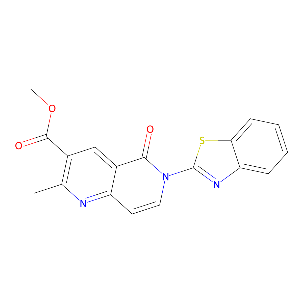 Methyl 6-(1,3-benzothiazol-2-yl)-2-methyl-5-oxo-5,6-dihydro-1,6-naphthyridine-3-carboxylate molecular structure, CAS 1010871-74-5