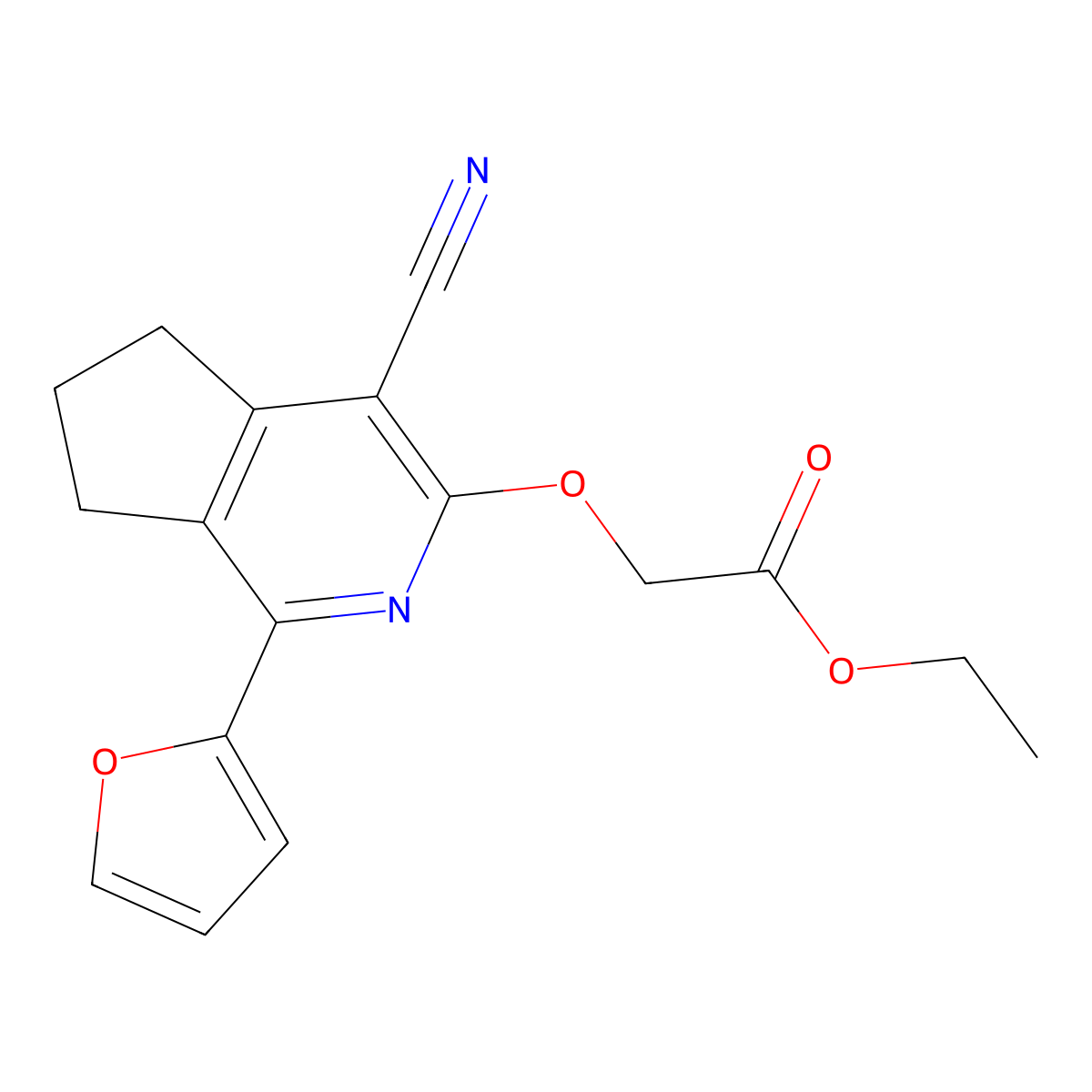 ethyl {[4-cyano-1-(furan-2-yl)-6,7-dihydro-5H-cyclopenta[c]pyridin-3-yl]oxy}acetate molecular structure, CAS 1010871-80-3
