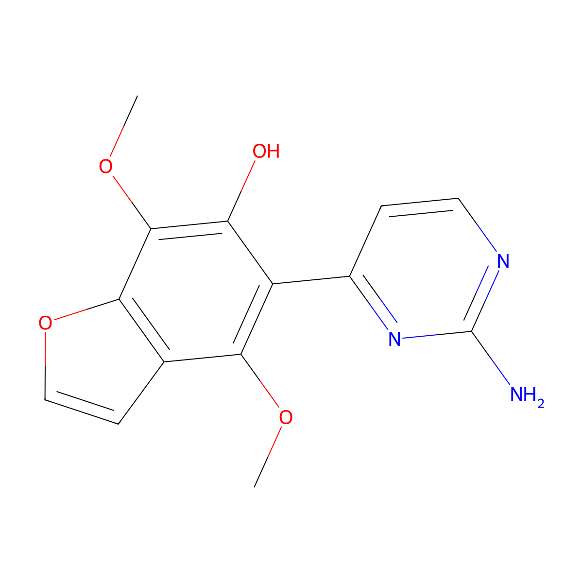 5-(2-Aminopyrimidin-4-yl)-4,7-dimethoxy-1-benzofuran-6-ol molecular structure, CAS 1010871-91-6