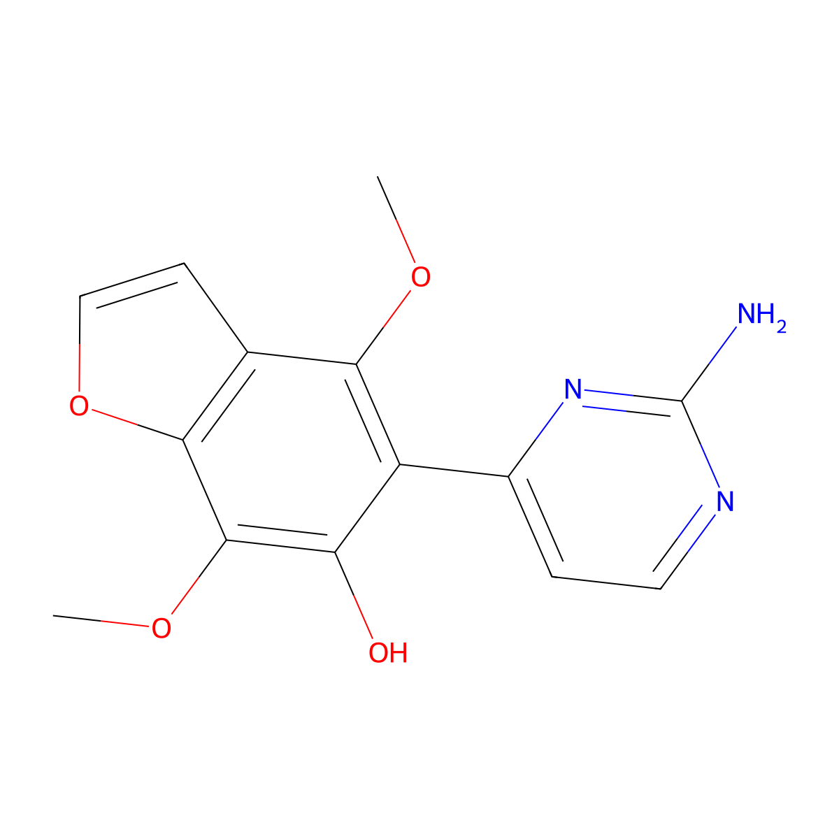 5-(2-Aminopyrimidin-4-yl)-4,7-dimethoxy-1-benzofuran-6-ol molecular structure, CAS 1010871-91-6