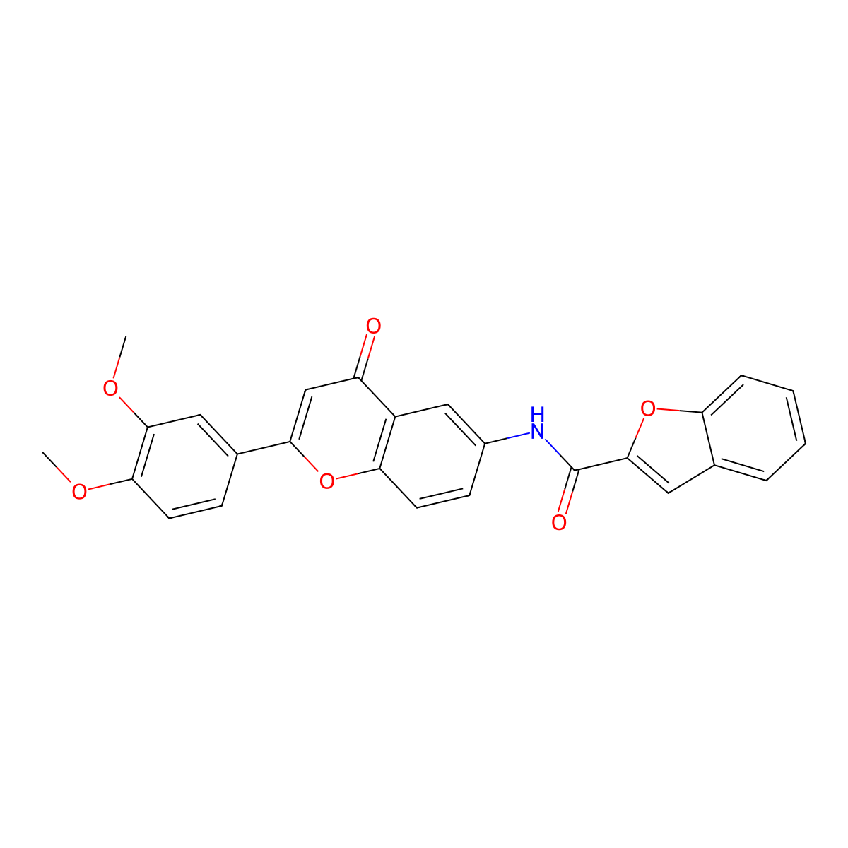 N-[2-(3,4-dimethoxyphenyl)-4-oxo-4H-chromen-6-yl]-1-benzofuran-2-carboxamide molecular structure, CAS 1010872-01-1