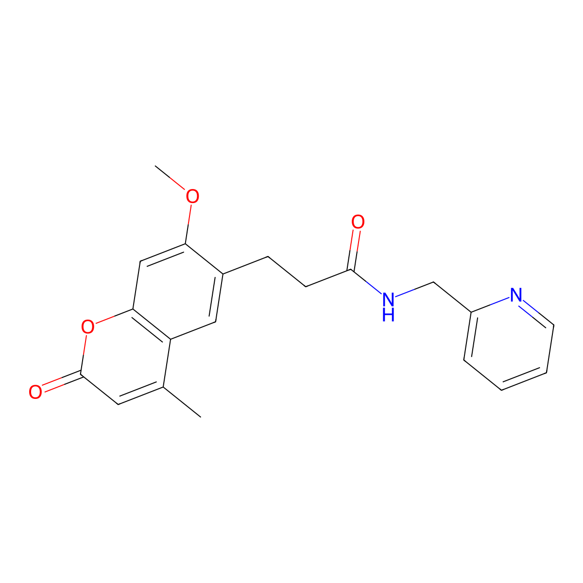 3-(7-methoxy-4-methyl-2-oxo-2H-chromen-6-yl)-N-(pyridin-2-ylmethyl)propanamide molecular structure, CAS 1010872-11-3