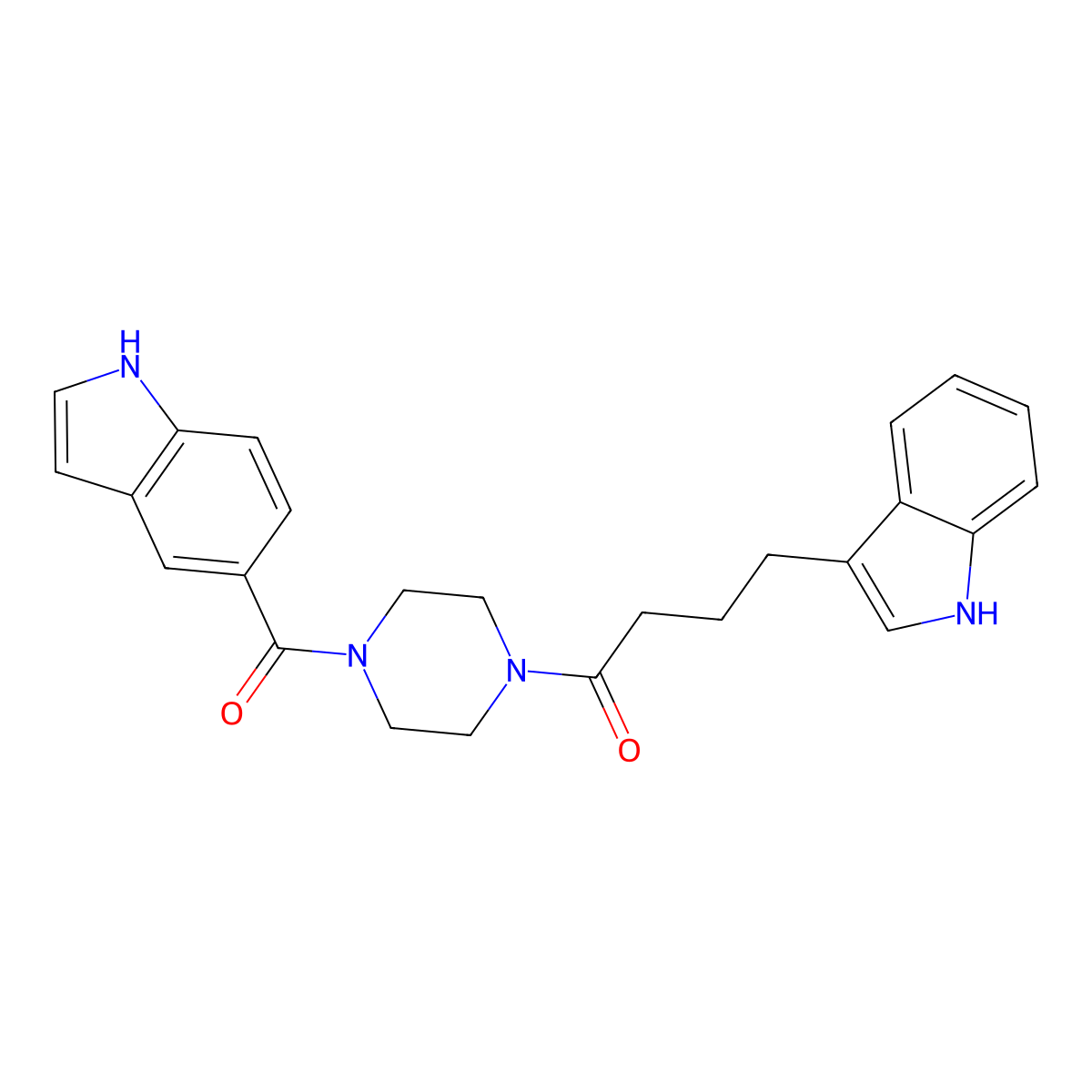 4-(1H-indol-3-yl)-1-[4-(1H-indol-5-ylcarbonyl)piperazin-1-yl]butan-1-one molecular structure, CAS 1010872-12-4