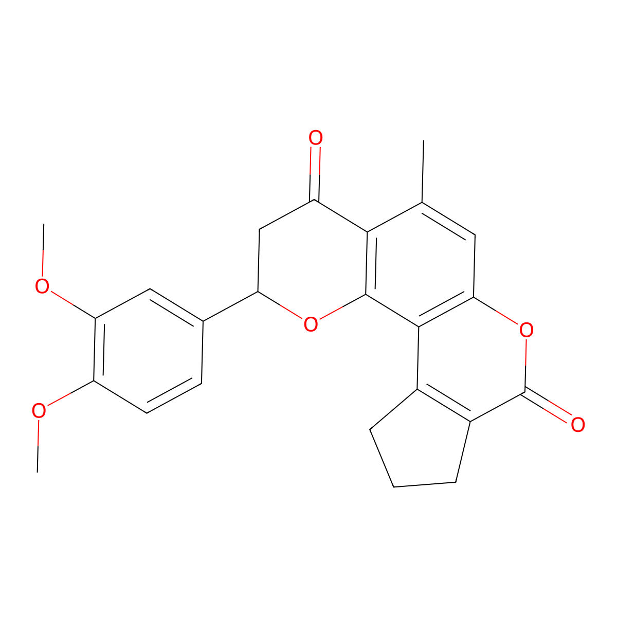2-(3,4-dimethoxyphenyl)-5-methyl-10,11-dihydro-2H-cyclopenta[c]pyrano[2,3-f]chromene-4,8(3H,9H)-dione molecular structure, CAS 1010872-18-0
