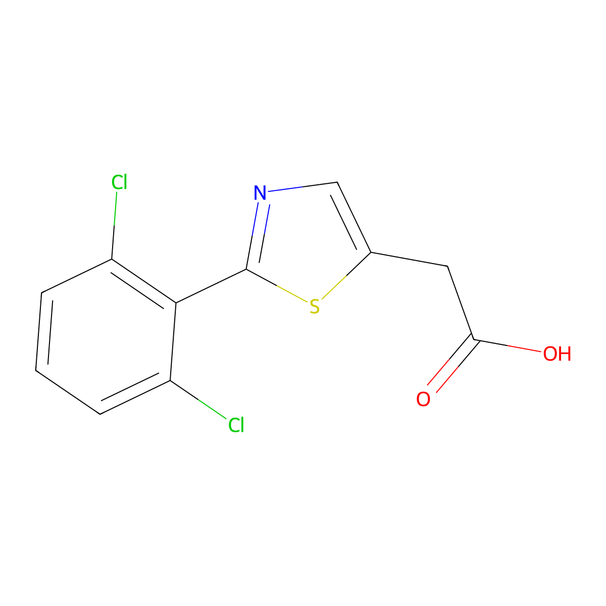 2-(2-(2,6-Dichlorophenyl)thiazol-5-yl)acetic acid molecular structure, CAS 1010872-22-6