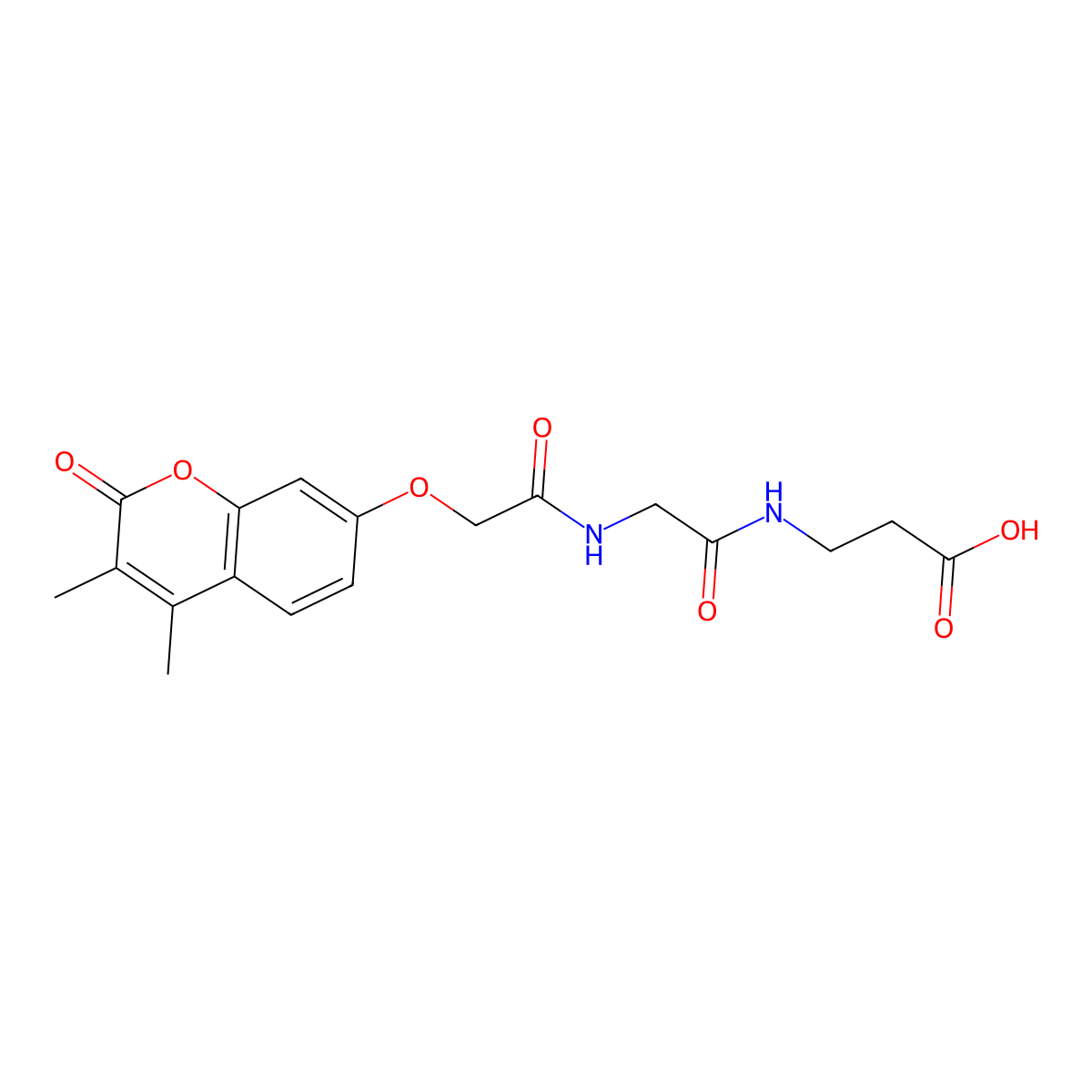 3-{[2-({2-[(3,4-dimethyl-2-oxo-2H-chromen-7-yl)oxy]acetyl}amino)acetyl]amino}propanoic acid molecular structure, CAS 1010872-23-7