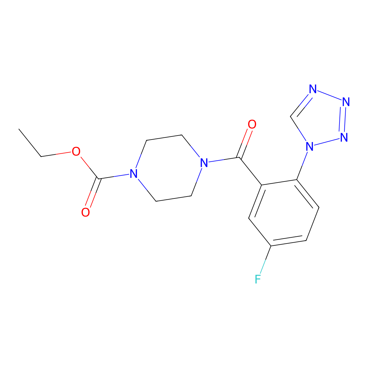 ethyl 4-{[5-fluoro-2-(1H-tetrazol-1-yl)phenyl]carbonyl}piperazine-1-carboxylate molecular structure, CAS 1010872-29-3