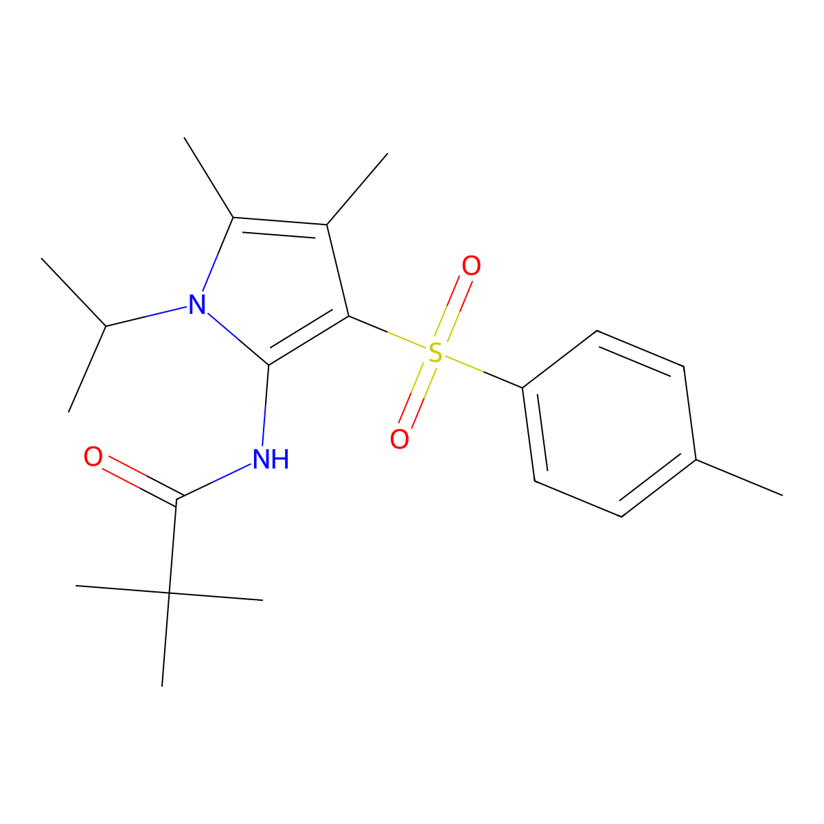 N-{4,5-dimethyl-3-[(4-methylphenyl)sulfonyl]-1-(propan-2-yl)-1H-pyrrol-2-yl}-2,2-dimethylpropanamide molecular structure, CAS 1010872-40-8