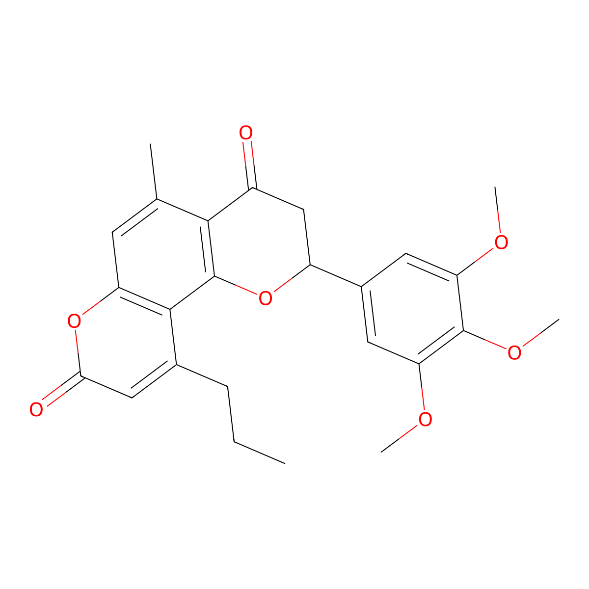5-methyl-10-propyl-2-(3,4,5-trimethoxyphenyl)-2,3-dihydro-4H,8H-pyrano[2,3-f]chromene-4,8-dione molecular structure, CAS 1010872-65-7