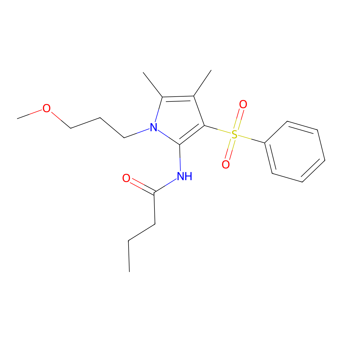 N-[1-(3-methoxypropyl)-4,5-dimethyl-3-(phenylsulfonyl)-1H-pyrrol-2-yl]butanamide molecular structure, CAS 1010872-66-8