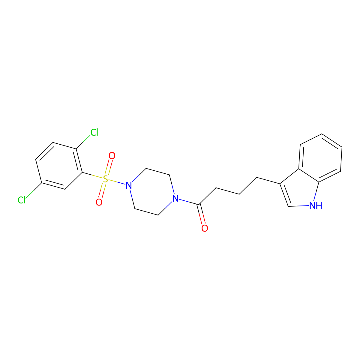 1-[4-(2,5-dichlorobenzenesulfonyl)piperazin-1-yl]-4-(1H-indol-3-yl)butan-1-one molecular structure, CAS 1010872-80-6