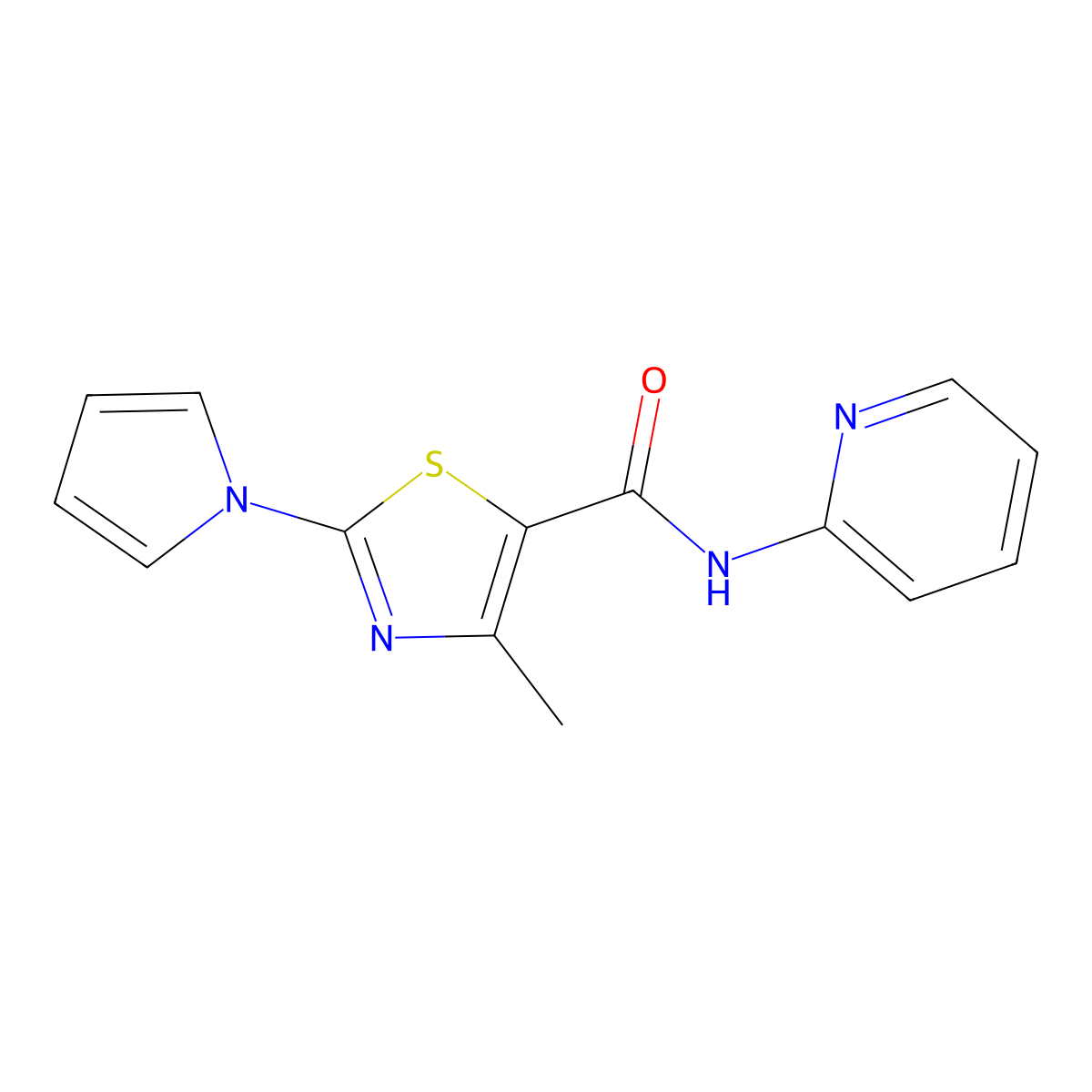 4-methyl-N-2-pyridinyl-2-(1H-pyrrol-1-yl)-1,3-thiazole-5-carboxamide molecular structure, CAS 1010872-91-9