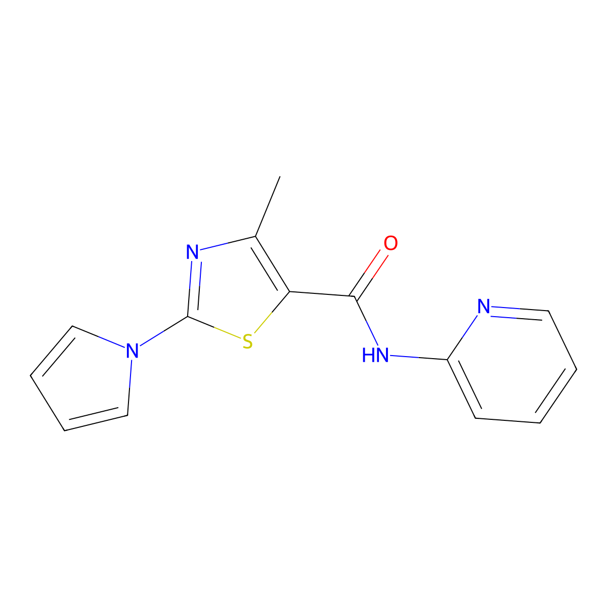 4-methyl-N-2-pyridinyl-2-(1H-pyrrol-1-yl)-1,3-thiazole-5-carboxamide molecular structure, CAS 1010872-91-9