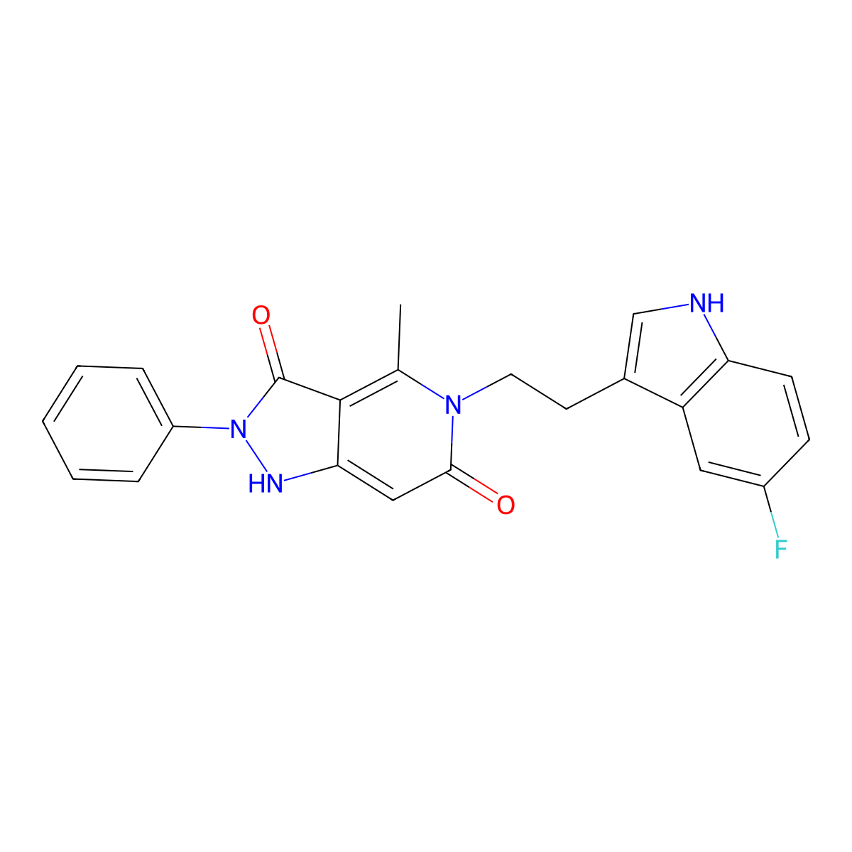5-[2-(5-fluoro-1H-indol-3-yl)ethyl]-4-methyl-2-phenyl-1H-pyrazolo[4,3-c]pyridine-3,6(2H,5H)-dione molecular structure, CAS 1010872-98-6