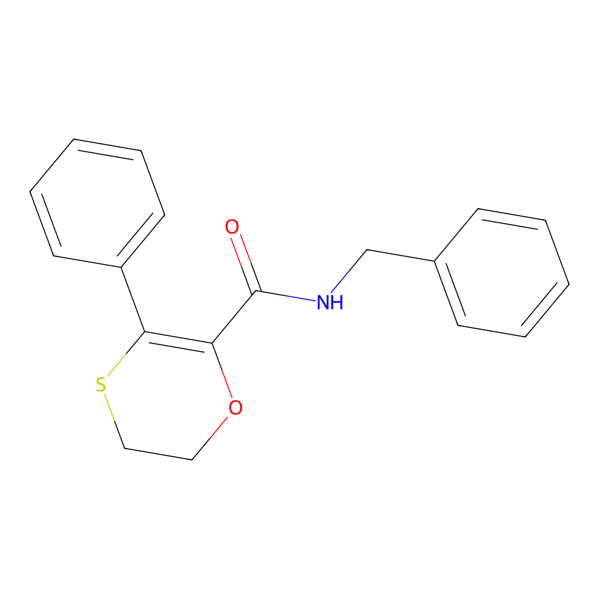 N-benzyl-3-phenyl-5,6-dihydro-1,4-oxathiine-2-carboxamide molecular structure, CAS 1010873-03-6