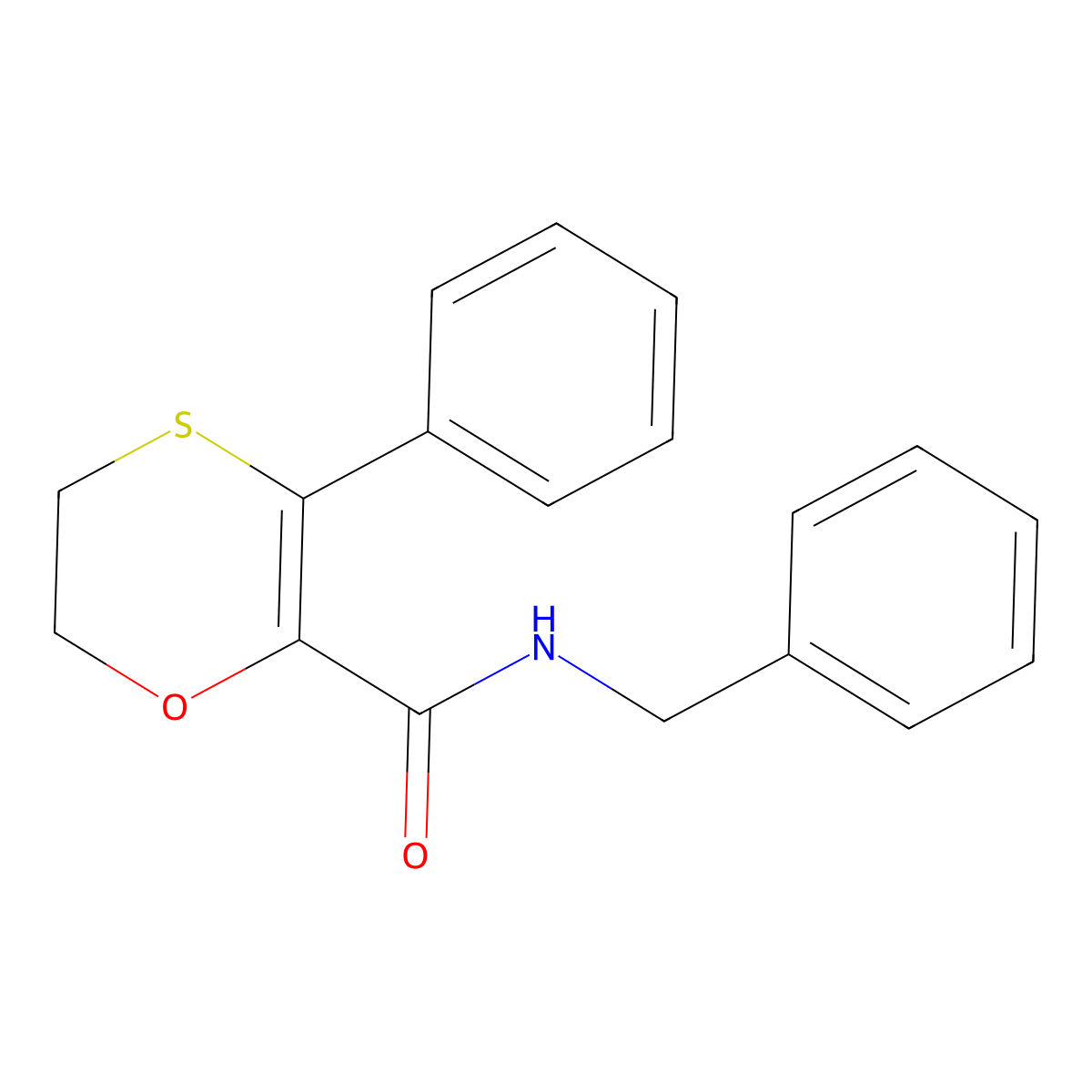 N-benzyl-3-phenyl-5,6-dihydro-1,4-oxathiine-2-carboxamide molecular structure, CAS 1010873-03-6