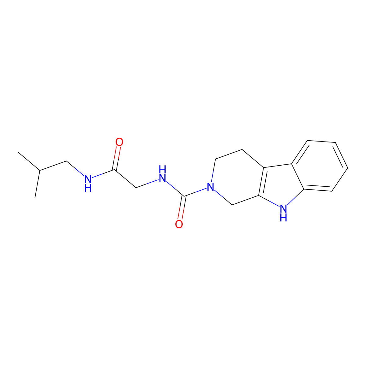 N-{2-[(2-methylpropyl)amino]-2-oxoethyl}-1,3,4,9-tetrahydro-2H-beta-carboline-2-carboxamide molecular structure, CAS 1010873-15-0
