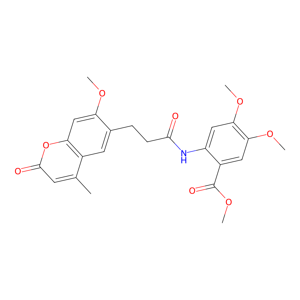 methyl 4,5-dimethoxy-2-{[3-(7-methoxy-4-methyl-2-oxo-2H-chromen-6-yl)propanoyl]amino}benzoate molecular structure, CAS 1010873-22-9