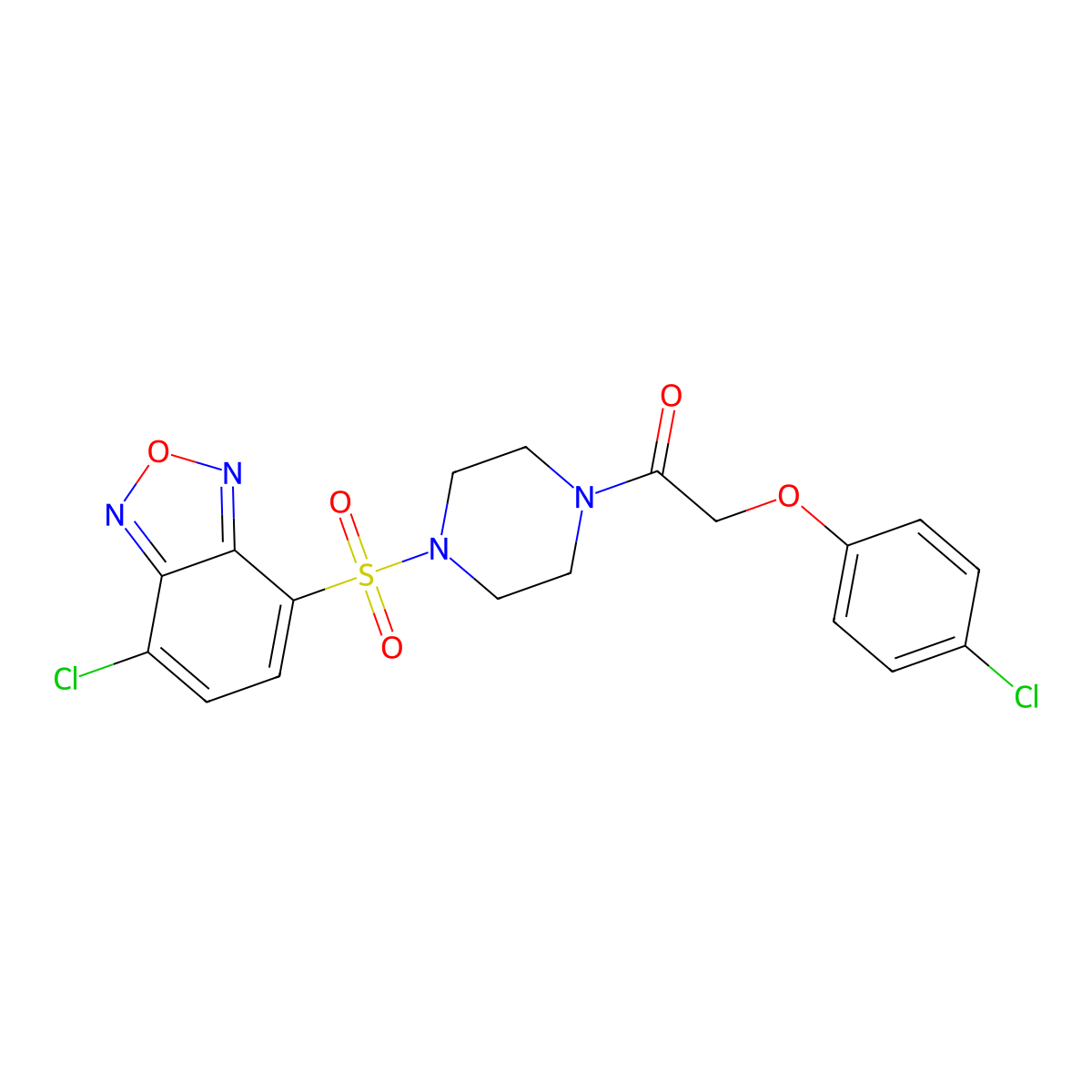 1-{4-[(7-Chloro-2,1,3-benzoxadiazol-4-yl)sulfonyl]piperazin-1-yl}-2-(4-chlorophenoxy)ethanone molecular structure, CAS 1010873-28-5