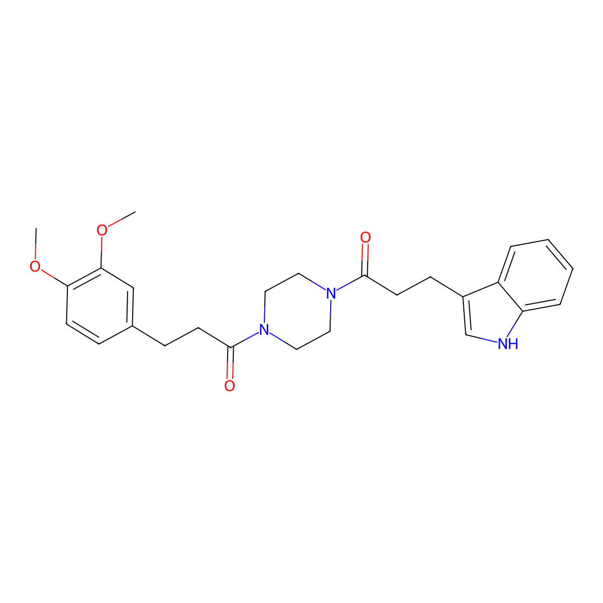 3-(3,4-dimethoxyphenyl)-1-{4-[3-(1H-indol-3-yl)propanoyl]piperazin-1-yl}propan-1-one molecular structure, CAS 1010873-37-6