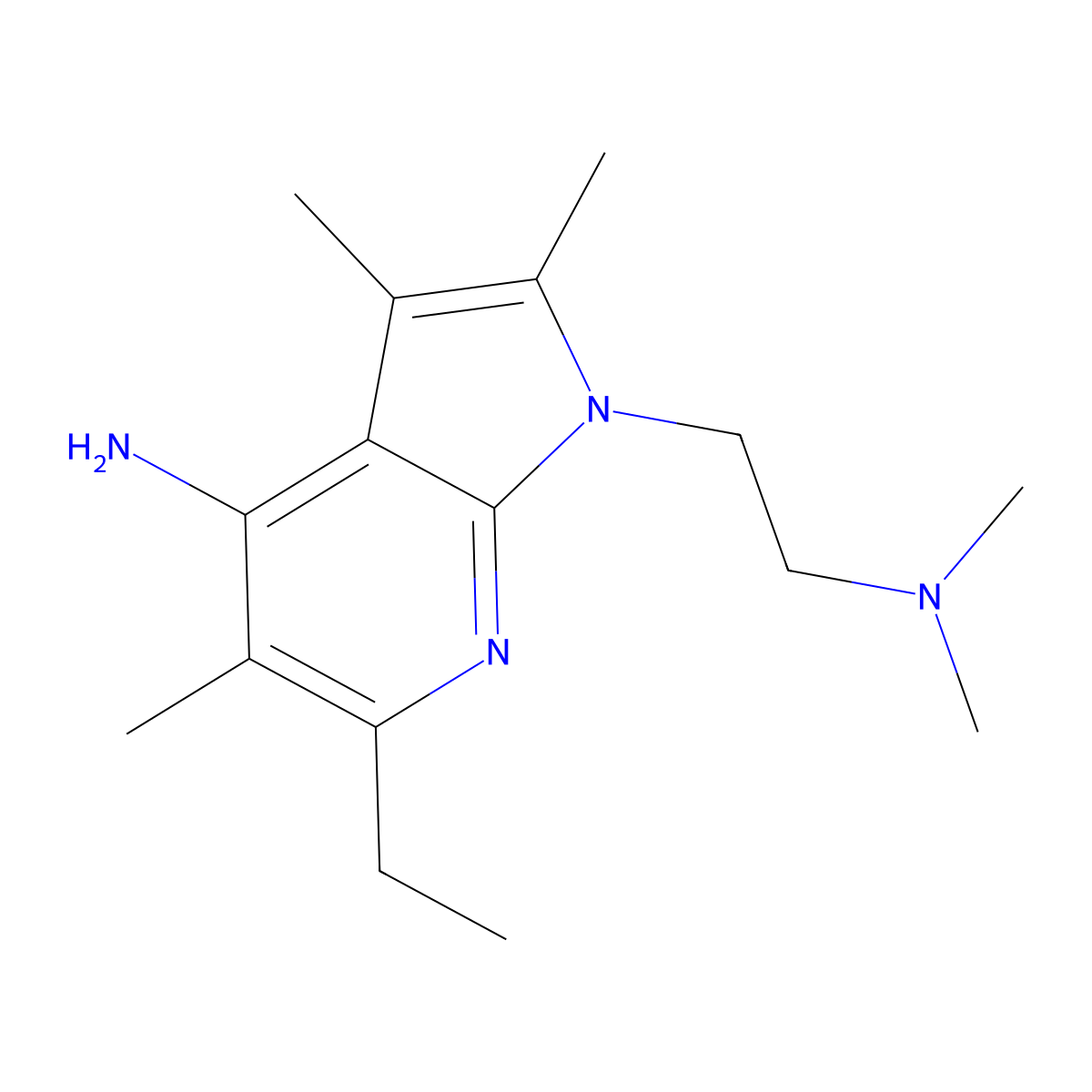 1-[2-(dimethylamino)ethyl]-6-ethyl-2,3,5-trimethyl-1H-pyrrolo[2,3-b]pyridin-4-amine molecular structure, CAS 1010873-39-8