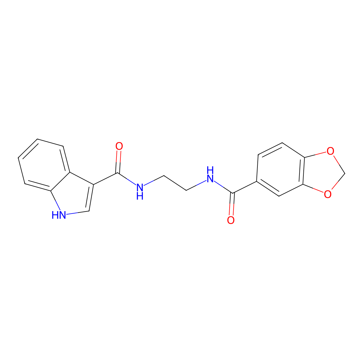 N-{2-[(1,3-benzodioxol-5-ylcarbonyl)amino]ethyl}-1H-indole-3-carboxamide molecular structure, CAS 1010873-41-2