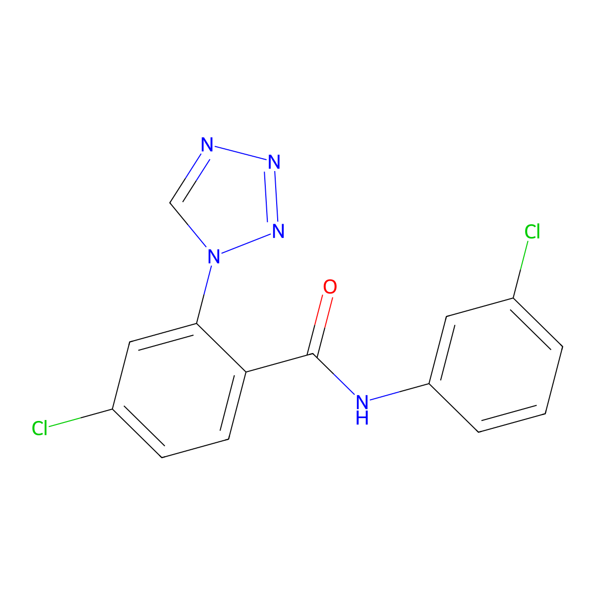 4-chloro-N-(3-chlorophenyl)-2-(1H-tetrazol-1-yl)benzamide molecular structure, CAS 1010873-44-5