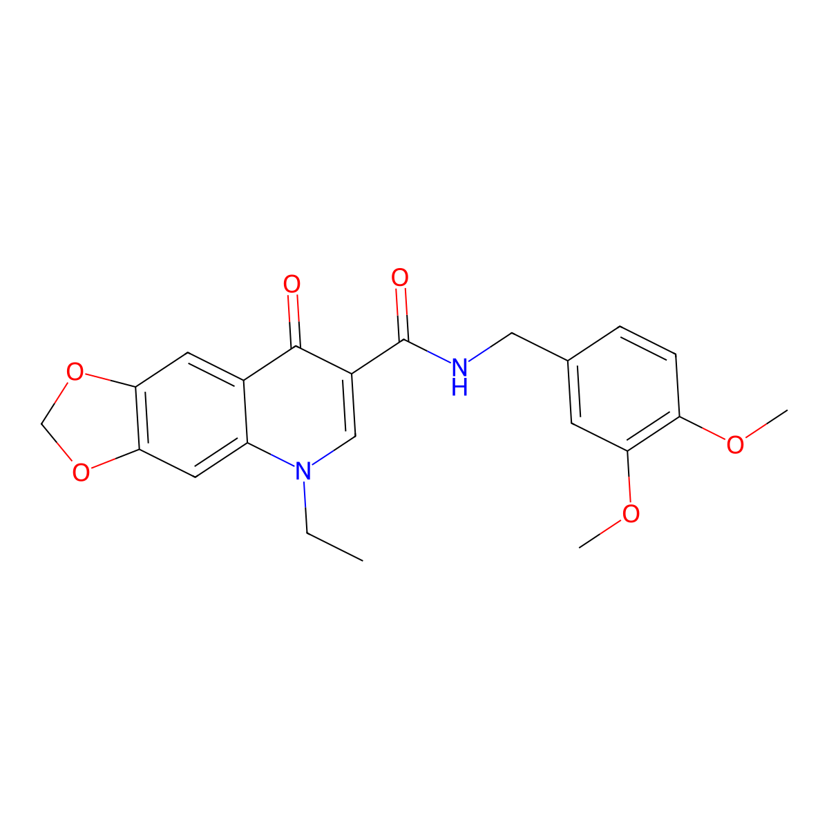N-(3,4-dimethoxybenzyl)-5-ethyl-8-oxo-5,8-dihydro[1,3]dioxolo[4,5-g]quinoline-7-carboxamide molecular structure, CAS 1010873-46-7