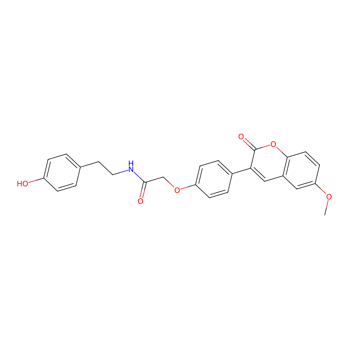 N-[2-(4-hydroxyphenyl)ethyl]-2-[4-(6-methoxy-2-oxo-2H-chromen-3-yl)phenoxy]acetamide molecular structure, CAS 1010873-53-6