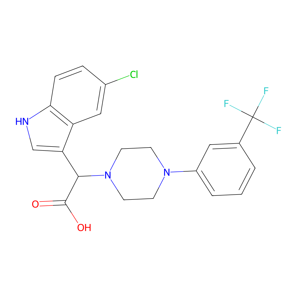 (5-chloro-1H-indol-3-yl){4-[3-(trifluoromethyl)phenyl]piperazin-1-yl}acetic acid molecular structure, CAS 1010873-84-3