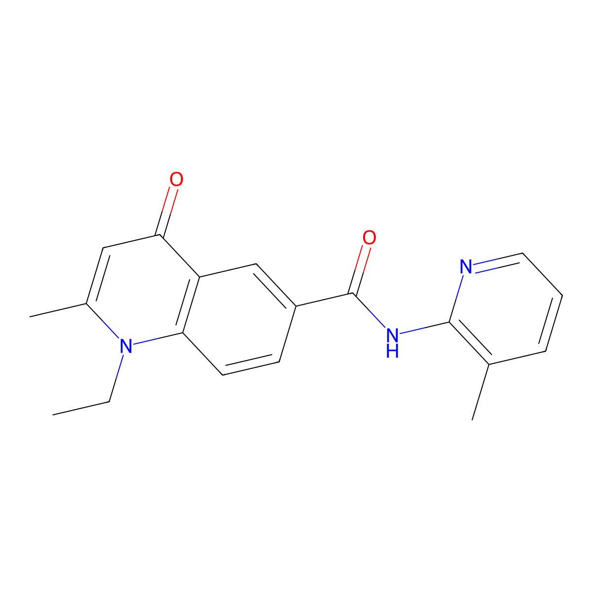 1-ethyl-2-methyl-N-(3-methylpyridin-2-yl)-4-oxo-1,4-dihydroquinoline-6-carboxamide molecular structure, CAS 1010873-85-4