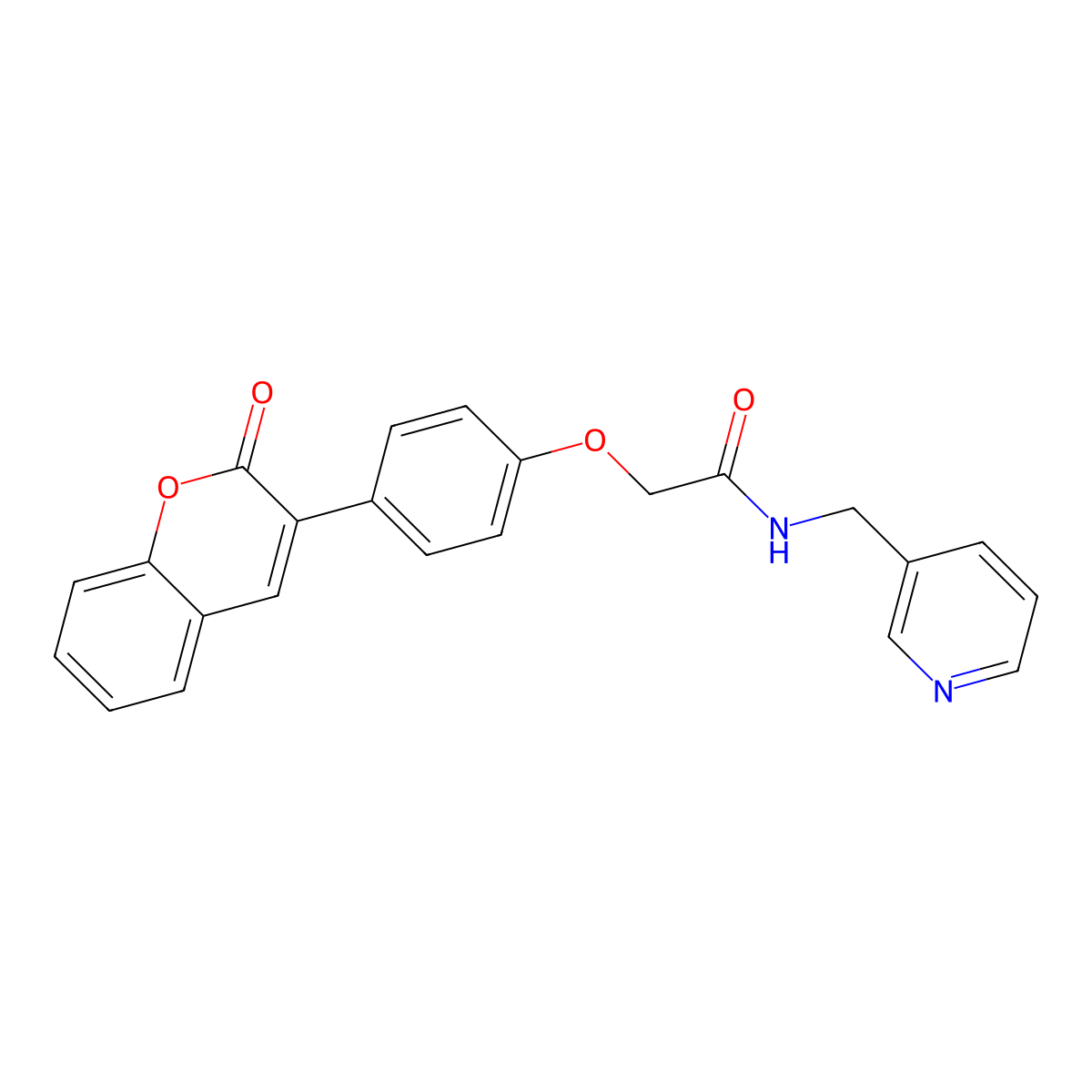2-[4-(2-oxo-2H-chromen-3-yl)phenoxy]-N-(pyridin-3-ylmethyl)acetamide molecular structure, CAS 1010873-97-8