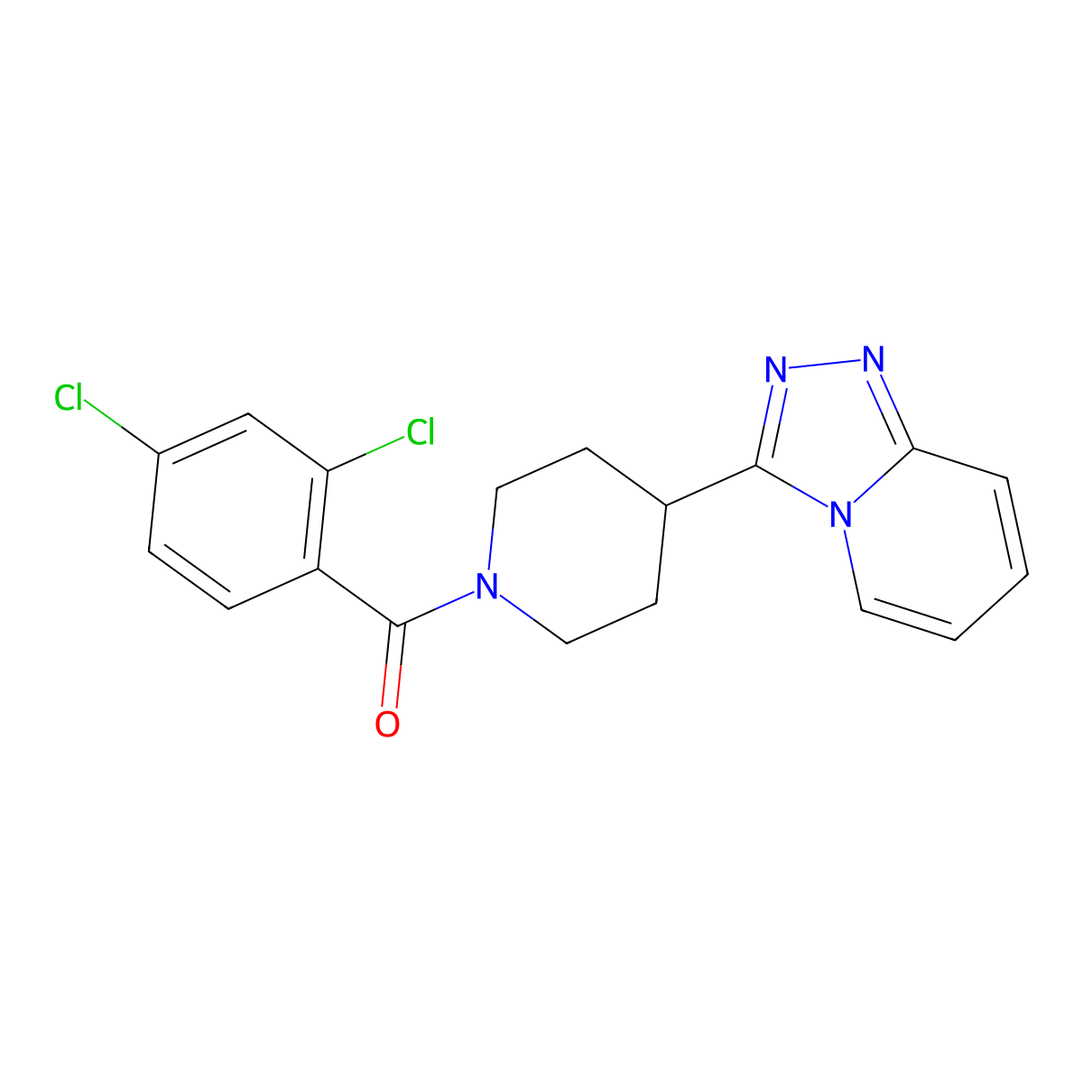 (2,4-Dichlorophenyl)[4-([1,2,4]triazolo[4,3-a]pyridin-3-yl)piperidin-1-yl]methanone molecular structure, CAS 1010873-99-0