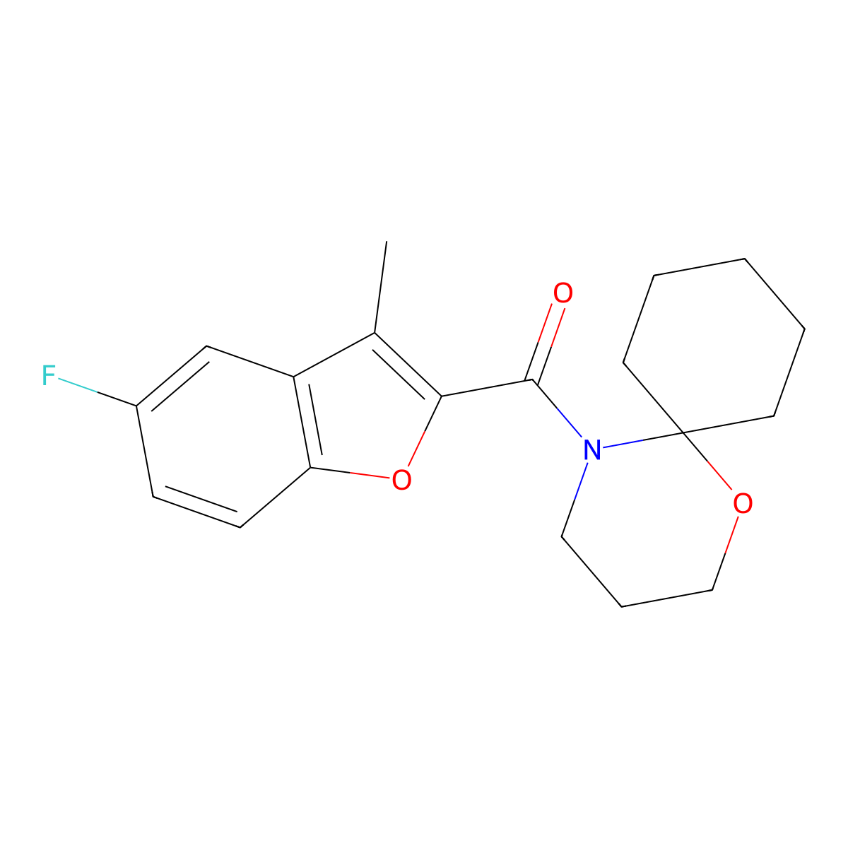 5-[(5-Fluoro-3-methyl-1-benzofuran-2-yl)carbonyl]-1-oxa-5-azaspiro[5.5]undecane molecular structure, CAS 1010874-06-2